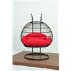 Image 1 : BRAND NEW RED DOUBLE HANGING EGG CHAIR - RETAIL $1969 W/ FOLDABLE FRAME, POWDER COATED STEEL FRAME, 