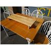 Image 10 : MAPLE AND WHITE DINING TABLE WITH LEAF AND 4 CHAIRS - 4 X 3 FOOT X 29 INCHES TALL WITH 12 INCH LEAF
