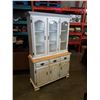 Image 1 : 2 PIECE MAPLE AND WHITE CHINA CABINET - 4 FOOT WIDE X 18 DEEP X 74.5 TALL