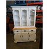 Image 2 : 2 PIECE MAPLE AND WHITE CHINA CABINET - 4 FOOT WIDE X 18 DEEP X 74.5 TALL