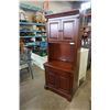 Image 1 : 2 PIECE MAHOGANY FINISH CABINET WITH DOORS - 32 INCHES WIDE X 21 DEEP X 77 TALL