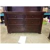 Image 5 : KINGSLEY MODERN 6 DRAWER DOUBLE DRESSER WITH MUNIRE FURNITURE HUTCH - 74 INCHES TALL X 58 WIDE X 18.
