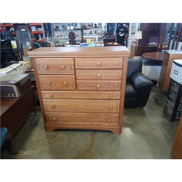 7 DRAWER OAK DRESSER - 51 INCHES WIDE X 17 DEEP X 50.5 TALL