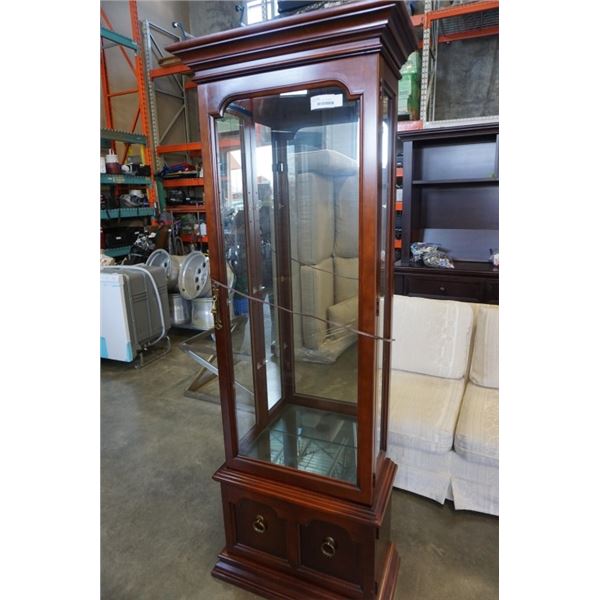 6 FOOT GLASS DISPLAY CABINET - 26 INCHES WIDE, 13 DEEP