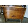 Image 4 : ANTIQUE 4 DRAWER DRESSER ON CASTORS WITH SILVERED MIRROR - 44 INCHES WIDE X 20.5 DEEP X 70 TALL