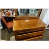 Image 9 : ANTIQUE 4 DRAWER DRESSER ON CASTORS WITH SILVERED MIRROR - 44 INCHES WIDE X 20.5 DEEP X 70 TALL