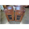 Image 1 : PAIR OF MODERN GLASS DOOR ENDTABLES 15 X 15 INCHES X 32 TALL