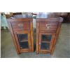 Image 2 : PAIR OF MODERN GLASS DOOR ENDTABLES 15 X 15 INCHES X 32 TALL