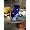 Image 3 : Cobalt glass vases whale jug and lidded fish jar with japanses cooker
