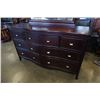Image 2 : Modern mahogany 7 drawer dresser with mirror - 68 inches wide, 20 deep, 79.5 tall