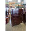 Image 1 : Modern mahogany highboy 5 drawer dresser - 42 inches wide x 20 deep x 5 foot tall