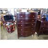 Image 2 : Modern mahogany highboy 5 drawer dresser - 42 inches wide x 20 deep x 5 foot tall