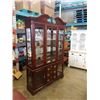 Image 1 : 2 PIECE MAHOGANY FINISH GLASS DOOR DISPLAY CABINET - 59 INCHES WIDE X 16 DEEP X 87.5 TALL