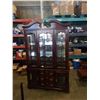 Image 2 : 2 PIECE MAHOGANY FINISH GLASS DOOR DISPLAY CABINET - 59 INCHES WIDE X 16 DEEP X 87.5 TALL