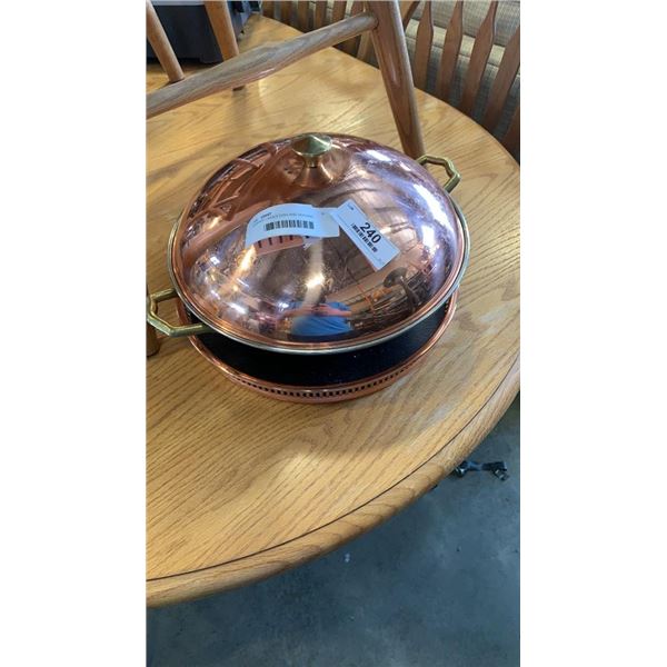 COPPER LIDDED DISH AND SERVING PLATTER