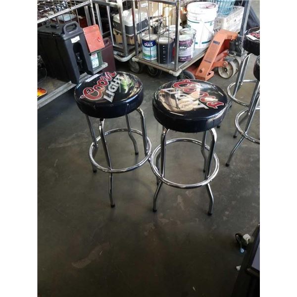 2 Coors light barstools one with slight damage