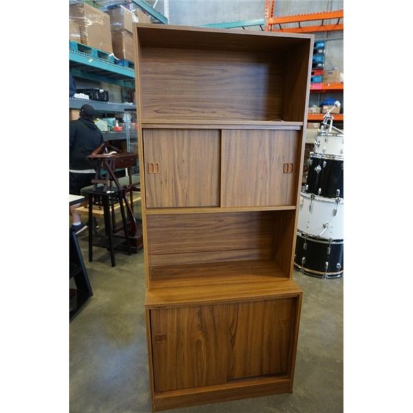 2 PIECE BOOKSHELF UNIT WITH STORAGE - 30 INCHES WIDE X 16 DEEP X 71 TALL