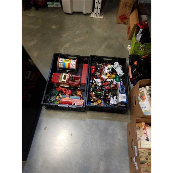 2 crates of vintage toys and diecast