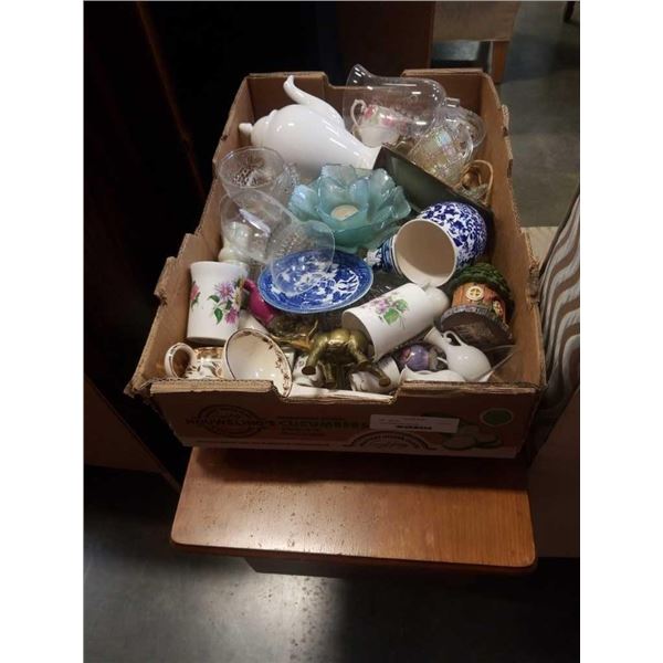 Tray of vintage glass and China