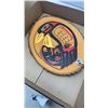 Image 2 : NATIVE DRUM, WITH RATTLE, DRUM STICK, AXE AND PAINTING ON WOOD
