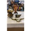 Image 1 : BRASS DECOR, DUCK, SPITOON, AND COPPER URN - NO LID