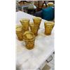 Image 6 : Amber depression glass jug and 6 cups