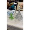 Image 1 : Lot of art glass, milk glass candle holders and lidded jar