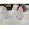 Image 3 : FIGURAL DECANTERS AND GLASS PITCHER, CANDLESTICKS AND SALT AND PEPPER