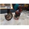 Image 4 : FIGURAL DECANTERS AND GLASS PITCHER, CANDLESTICKS AND SALT AND PEPPER