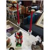 Image 6 : FIGURAL DECANTERS AND GLASS PITCHER, CANDLESTICKS AND SALT AND PEPPER