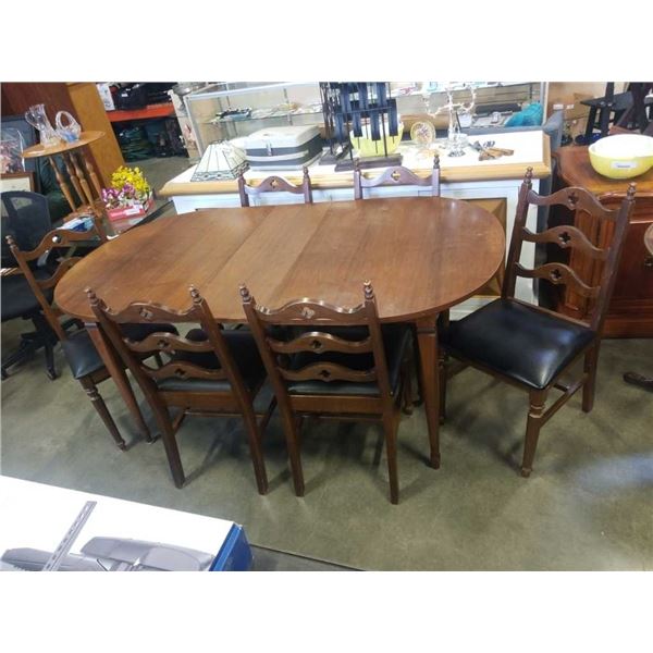 MCM dining table with leaf and 6 chairs 38 INCH WIDE X 56 LONG X 30 TALL WITH 11 INCH LEAF