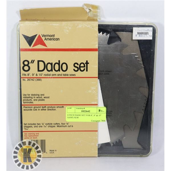 8 INCH DADO SET FOR 8", 9" & 10" SAWS NEW