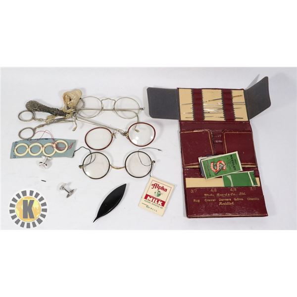 BAG WITH ANTIQUE VIEWING GLASSES