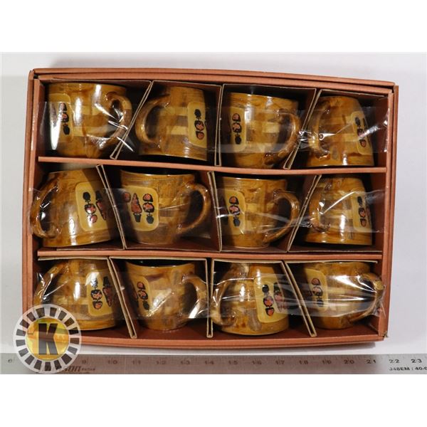 SET OF 12 MATCHING STONEWARE MUGS