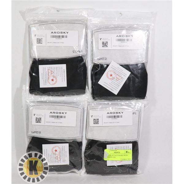 PACKAGE OF FACE MASKS WITH FILTERS BLACK