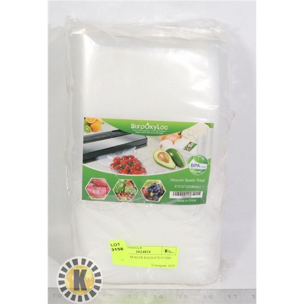 VACUUM SEALER BAGS 6"X10"(200 BAGS)