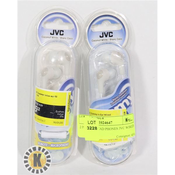 2 PACK OF HEAD PHONES JVC WIRED
