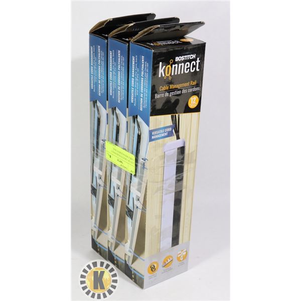 LOT OF 3 BOSTITCH KONNECT CABLE MANAGEMENT RAIL