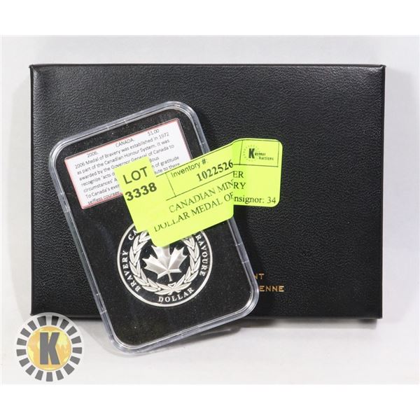 2006 CANADIAN MINT SILVER DOLLAR MEDAL OF BRAVERY