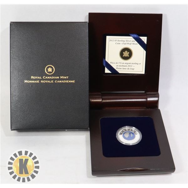 2012 STERLING SILVER NIOBIUM $5 WOLF MOON RCM