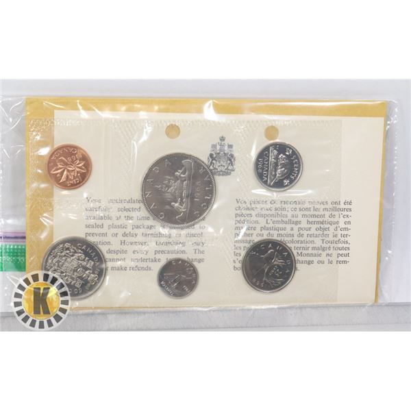 1968 CANADA $1 NO ISLAND VARIETY, 6 COIN SET, UNC.