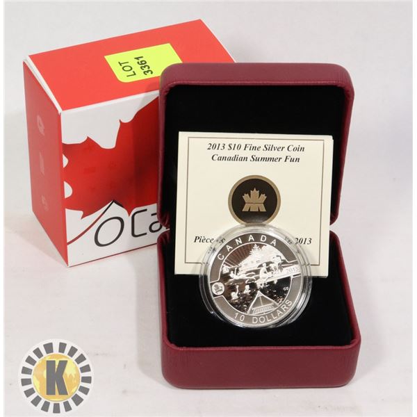 2013 CANADIAN $10 FINE SILVER SUMMER FUN COIN WITH