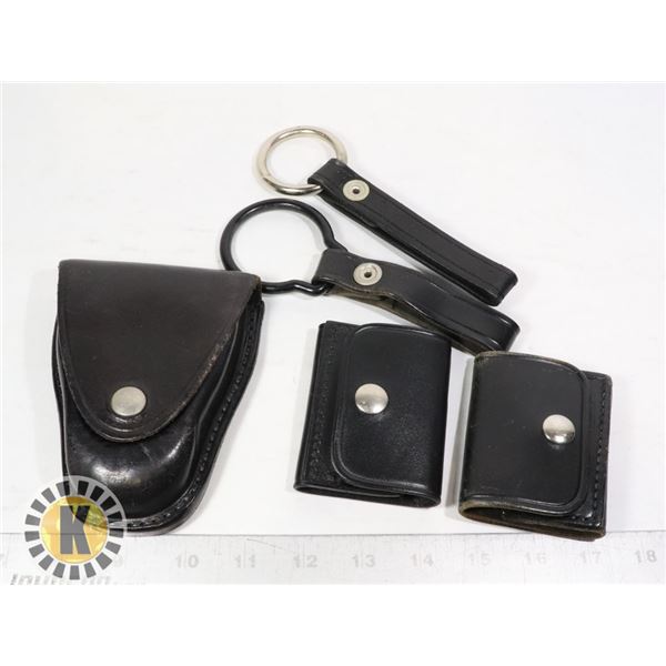 x5 VARIOUS POLICE BELT GEAR CLIPS/HOLDERS LEATHER