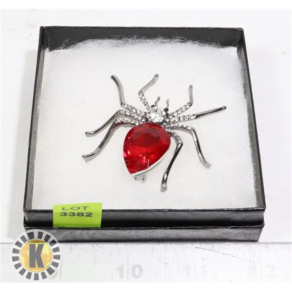 LARGE SPIDER RHINESTONE BROOCH