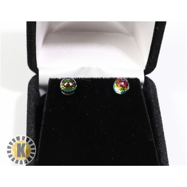 STERLING SILVER CRYSTAL DIAMOND TYPE EARRINGS,