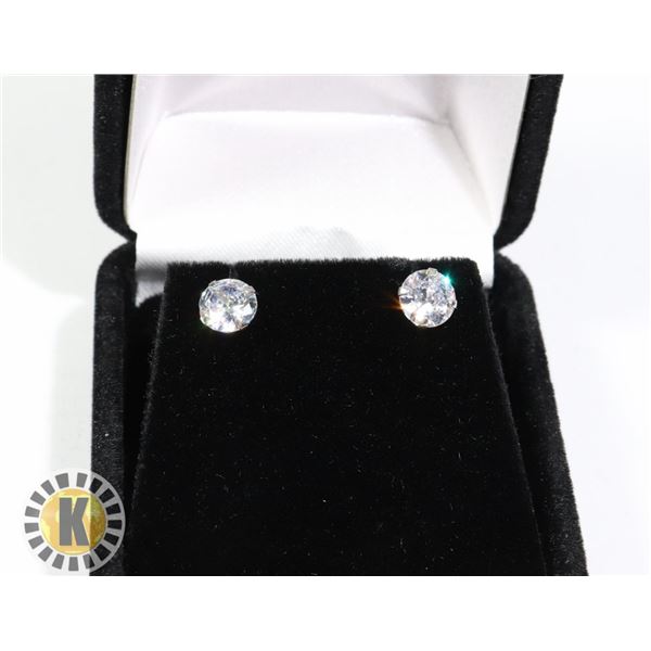 STERLING SILVER .75ct EACH CZ DIAMOND EARRINGS,