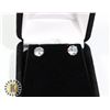 Image 1 : STERLING SILVER .75ct EACH CZ DIAMOND EARRINGS,