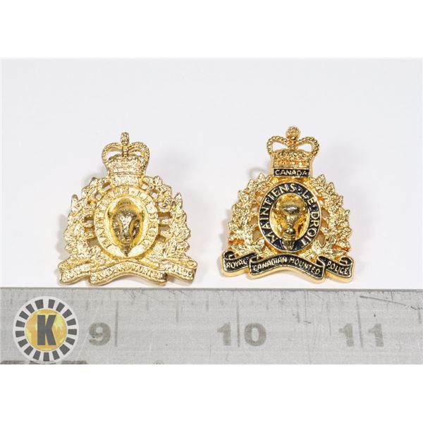 x2 GENUINE VINTAGE RCMP COLLAR PINS, USED