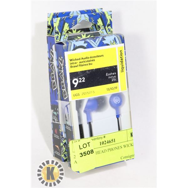 2 PACK OF HEAD PHONES WICKED AUDIO