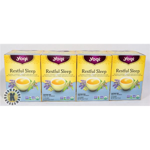 4 BOXES OF YOGI RESTFUL SLEEP HERBAL TEA